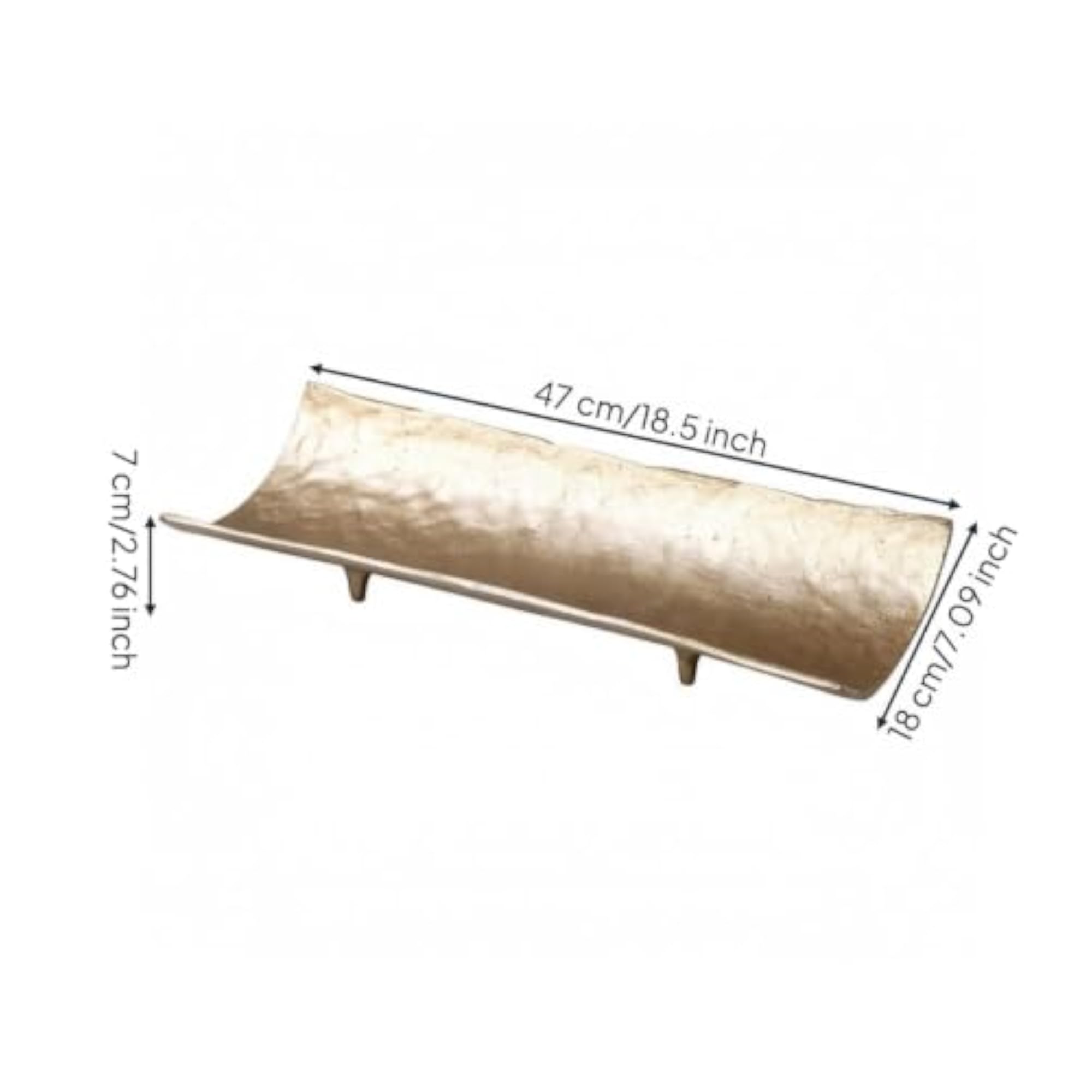Slim Rectangular Cast Aluminum Tray, Hammered Finish